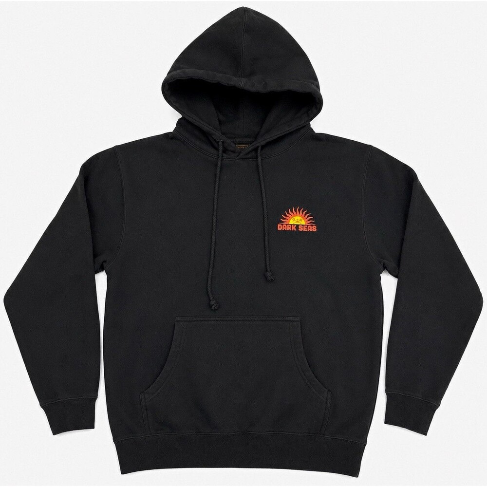 Dark Seas Division Black Men's Pullover Hoodie S Fleece Cotton/Poly Logo Orange